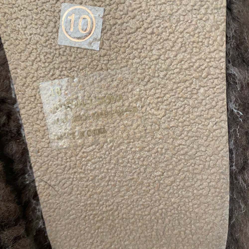 Celine Brown Fuzzy Slippers with Cream Logo - Picture 7 of 7